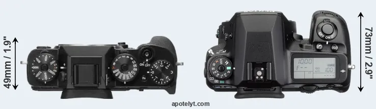 Compare X-T2 versus K-5 II top