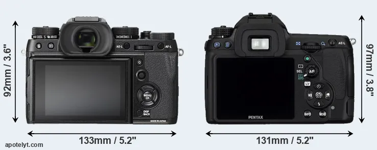 Comparison X-T2 or K-5 rear