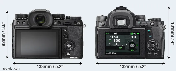 Comparison X-T2 or KP rear