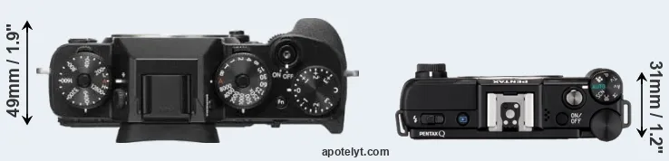 Compare X-T2 versus Pentax Q top