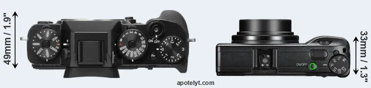 Compare X-T2 versus GR III top