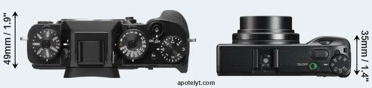 Compare X-T2 versus GR IIIx top