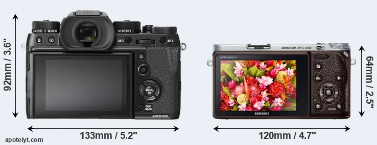Comparison X-T2 or NX500 rear