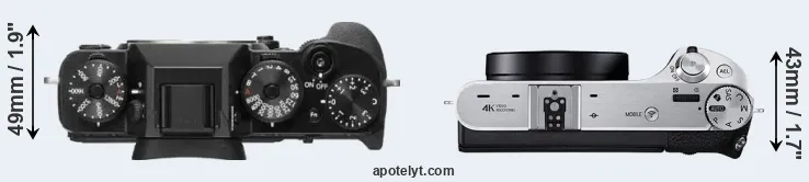 Compare X-T2 versus NX500 top