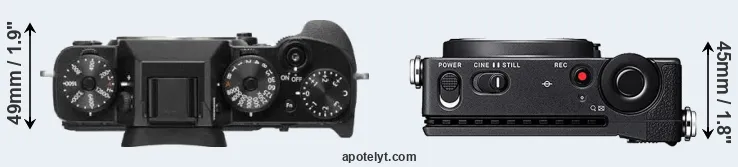 Compare X-T2 versus fp top