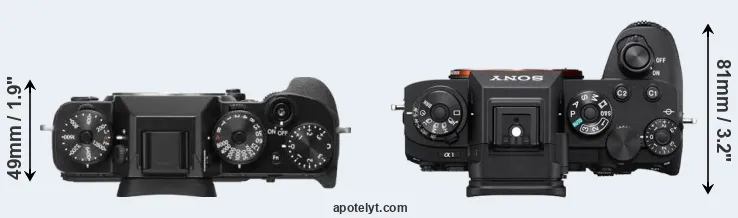 Compare X-T2 versus A1 top