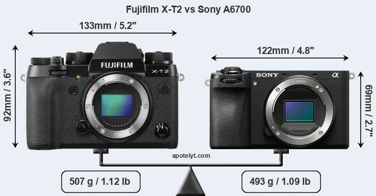Size Fujifilm X-T2 vs Sony A6700