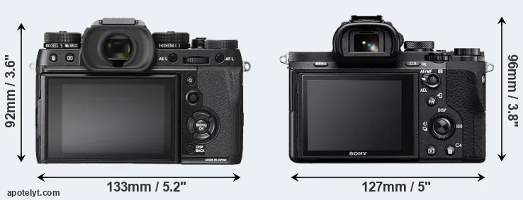 Comparison X-T2 or A7 II rear
