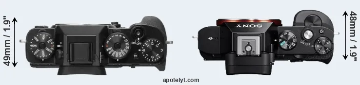 Compare X-T2 versus A7 top