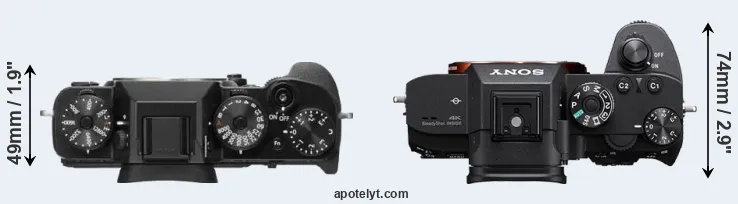 Compare X-T2 versus A7R III top