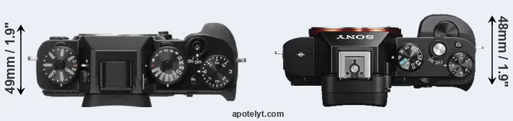 Compare X-T2 versus A7S top