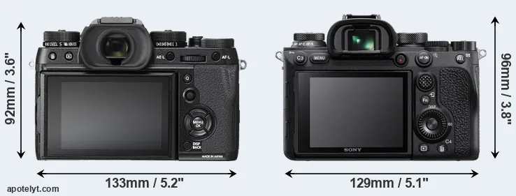 Comparison X-T2 or A9 II rear