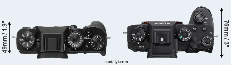 Compare X-T2 versus A9 II top