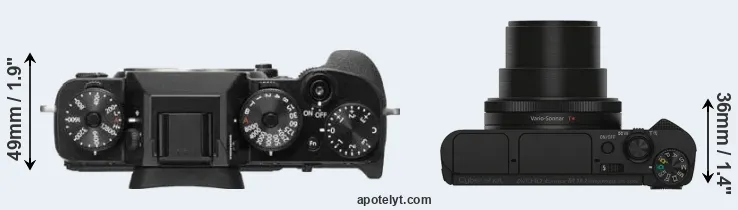 Compare X-T2 versus HX90V top