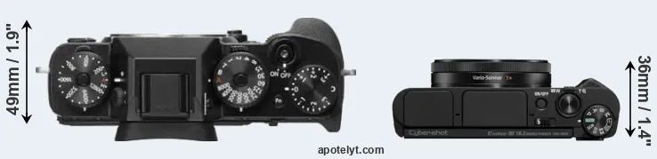 Compare X-T2 versus HX99 top
