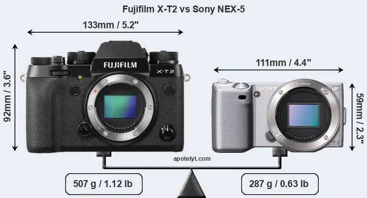 Size Fujifilm X-T2 vs Sony NEX-5