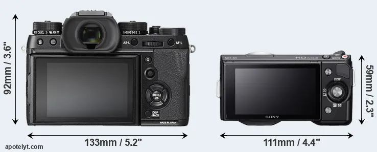 Comparison X-T2 or NEX-5N rear