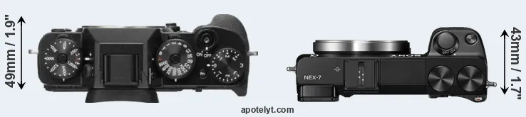 Compare X-T2 versus NEX-7 top
