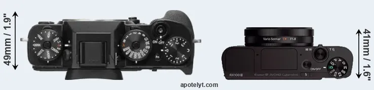 Compare X-T2 versus RX100 III top