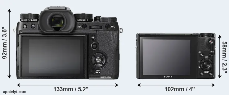 Comparison X-T2 or RX100 V rear