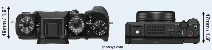 Compare X-T2 versus ZV-1 II top