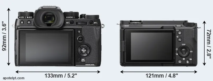 Comparison X-T2 or ZV-E1 rear