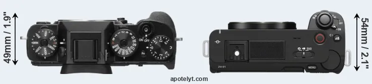 Compare X-T2 versus ZV-E1 top