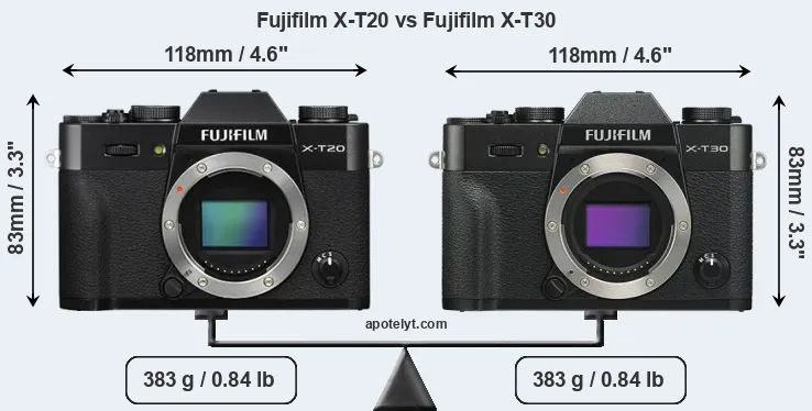Size Fujifilm X-T20 vs Fujifilm X-T30
