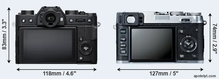 Comparison X-T20 or X100S rear