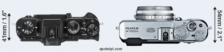 Compare X-T20 versus X100S top