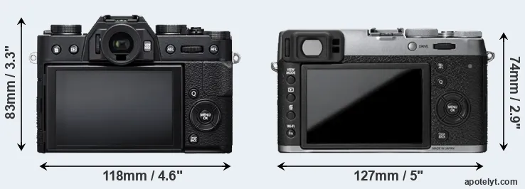 Comparison X-T20 or X100T rear