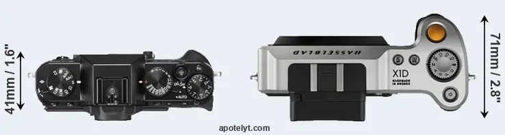 Compare X-T20 versus X1D top