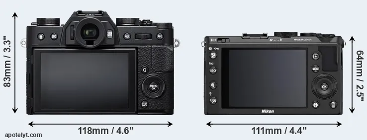 Comparison X-T20 or Coolpix A rear