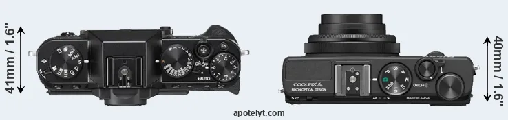 Compare X-T20 versus Coolpix A top
