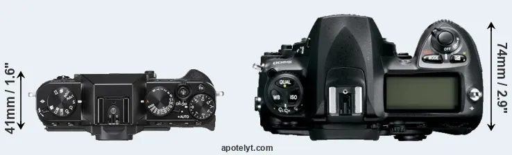 Compare X-T20 versus D200 top