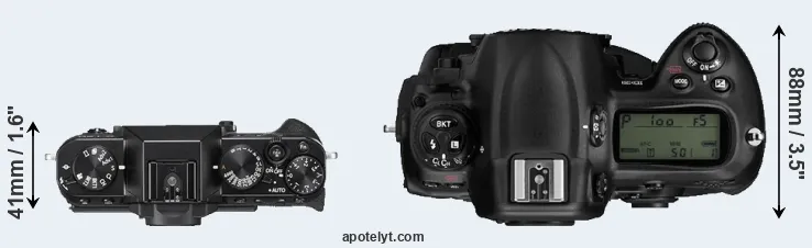 Compare X-T20 versus D3 top