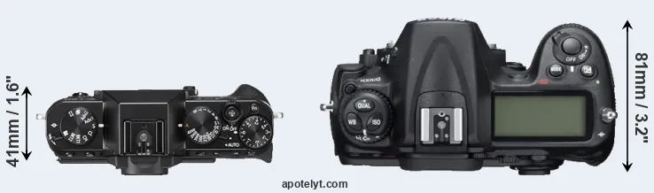 Compare X-T20 versus D300S top