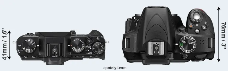 Compare X-T20 versus D3300 top
