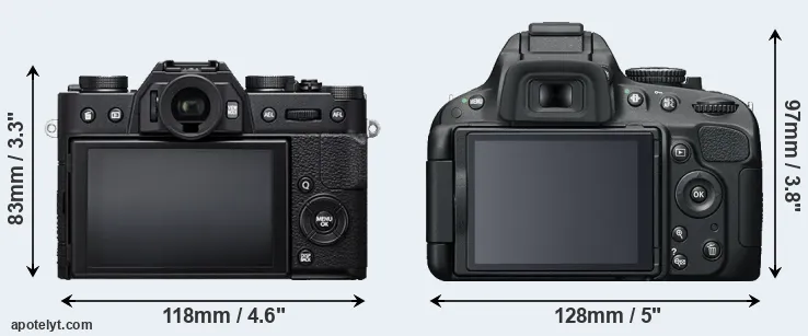 Comparison X-T20 or D5100 rear