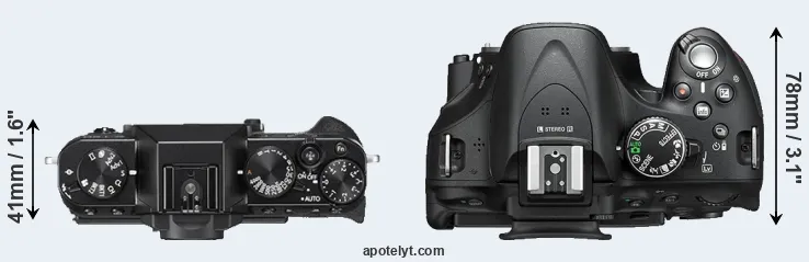 Compare X-T20 versus D5200 top