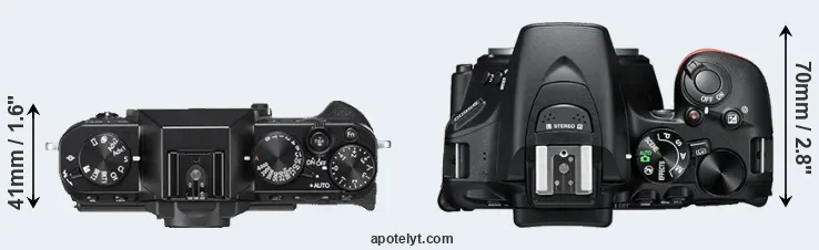 Compare X-T20 versus D5600 top
