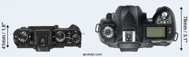 Compare X-T20 versus D70 top