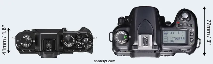 Compare X-T20 versus D80 top