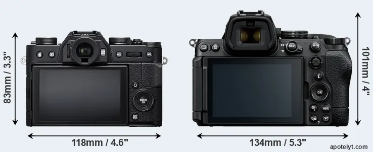 Comparison X-T20 or Z5 II rear