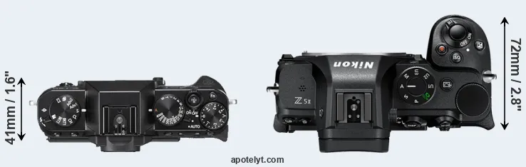 Compare X-T20 versus Z5 II top