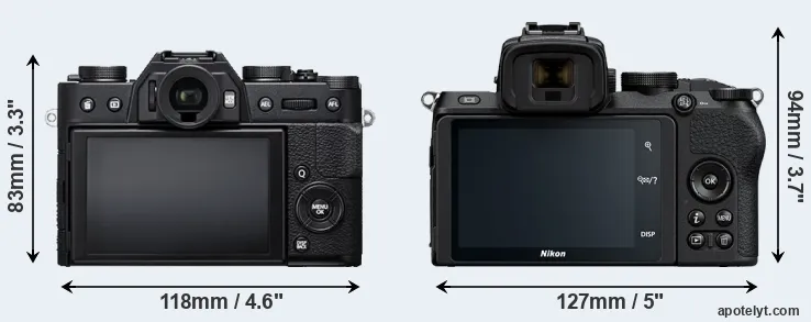 Comparison X-T20 or Z50 rear