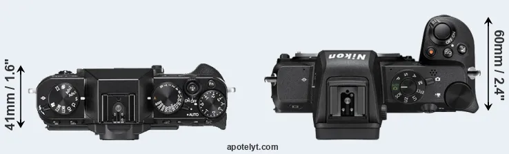 Compare X-T20 versus Z50 top
