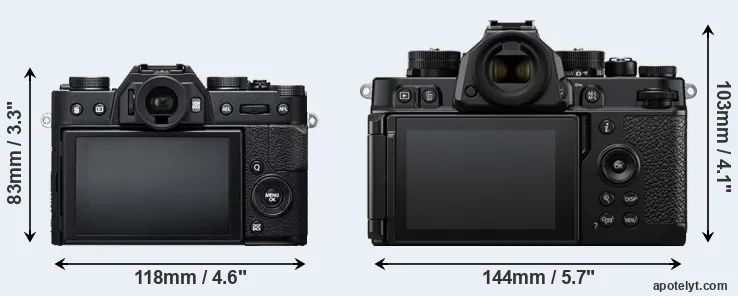 Comparison X-T20 or Zf rear