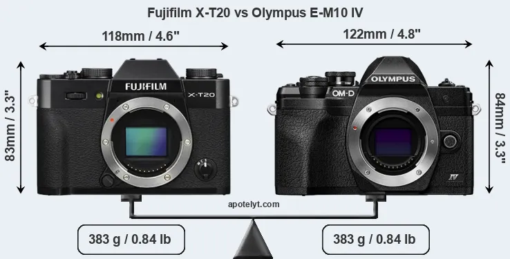 Size Fujifilm X-T20 vs Olympus E-M10 IV
