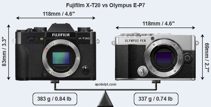 Size Fujifilm X-T20 vs Olympus E-P7